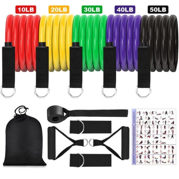 Resistance band set for weight loss and general fitness.