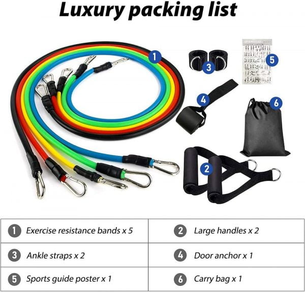12-Piece Resistance Band Set for Full Body Home Workout - Image 2