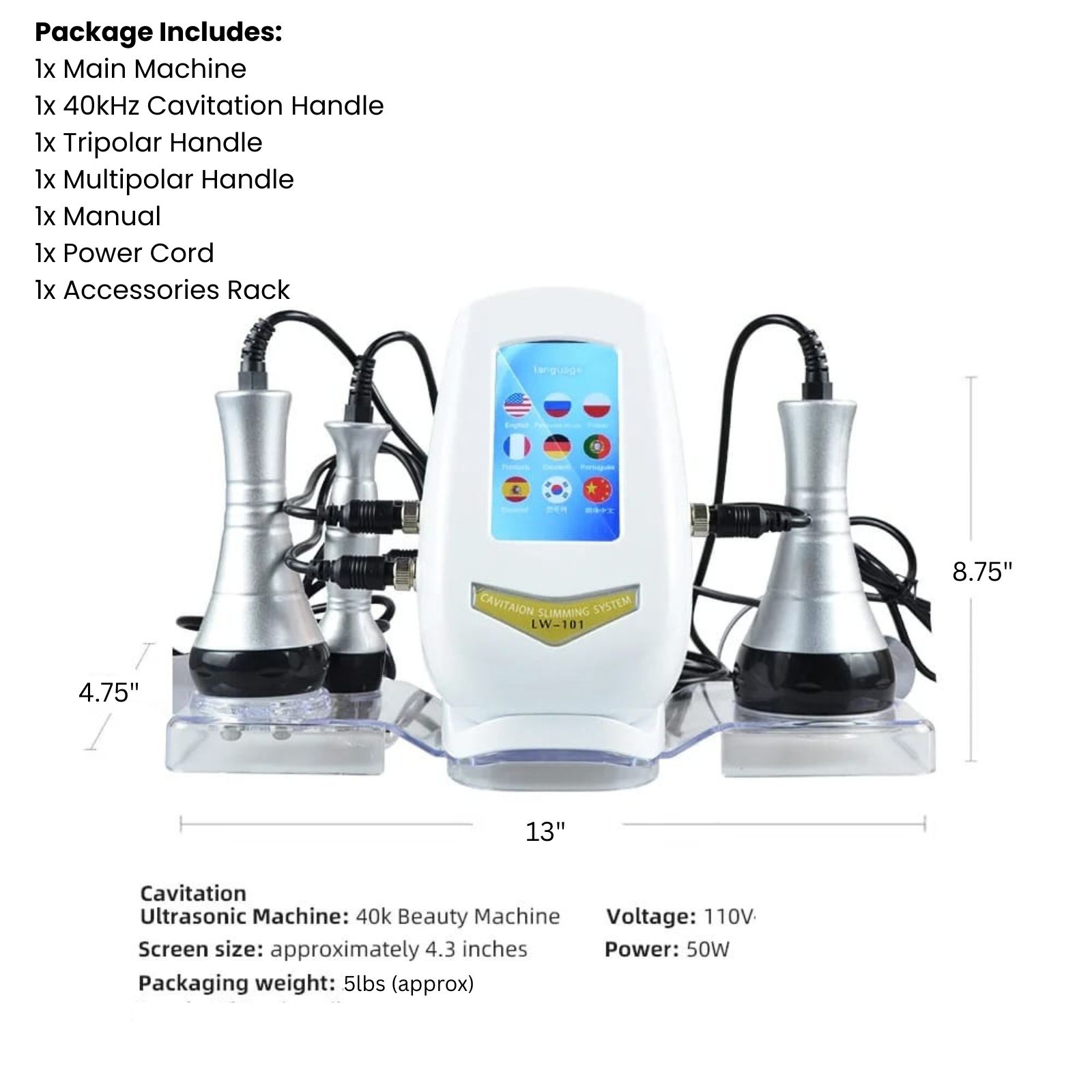 3 in 1 cavitation machine specifications