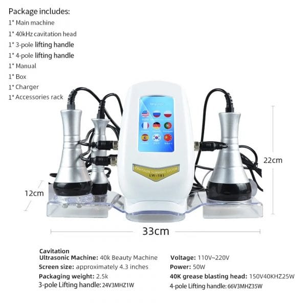 3 in 1 Cavitation Machine for Home Use or Spa, 40K Ultrasonic RF Vacuum for Body Sculpting - Image 10