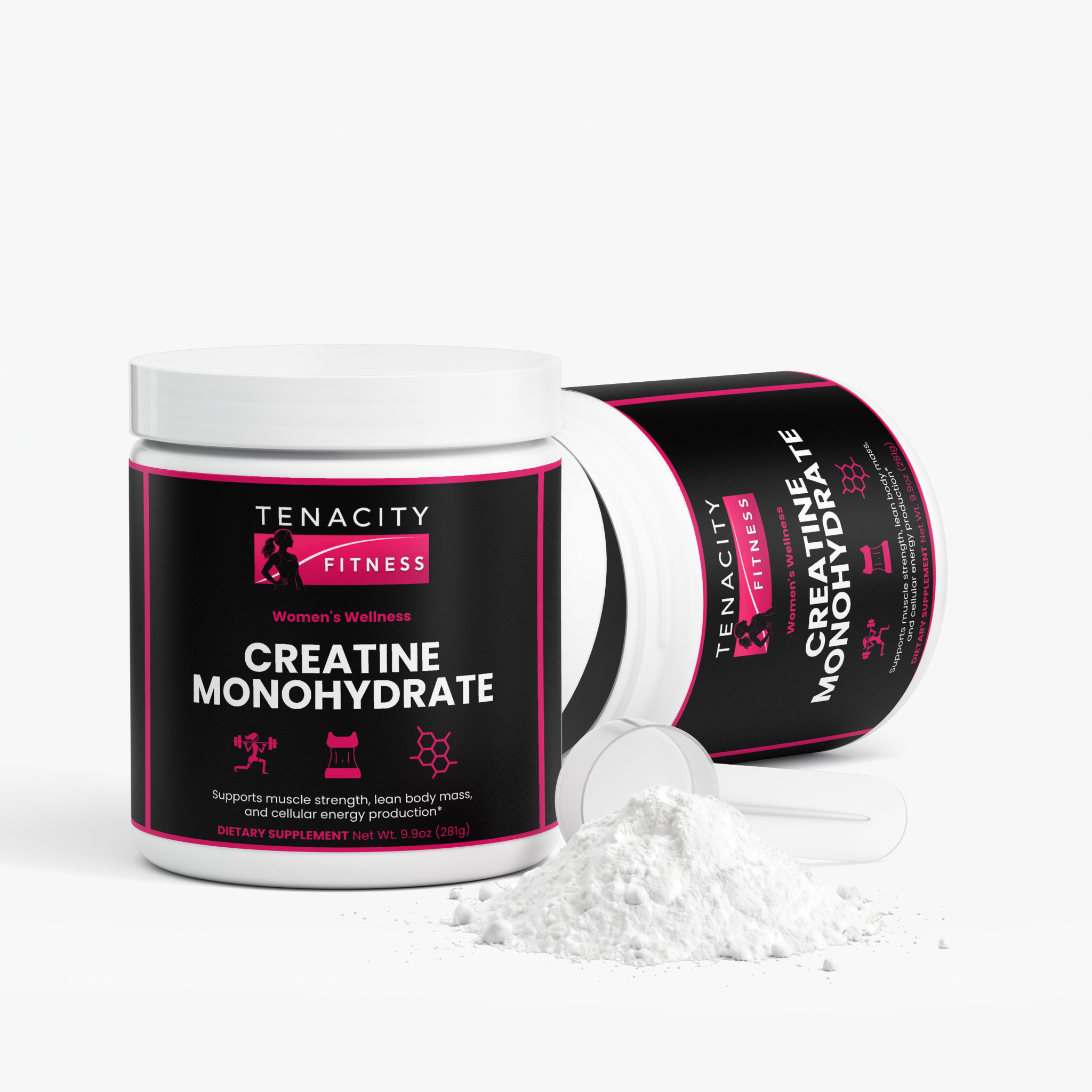 Creatine Monohydrate Bottles with Powder