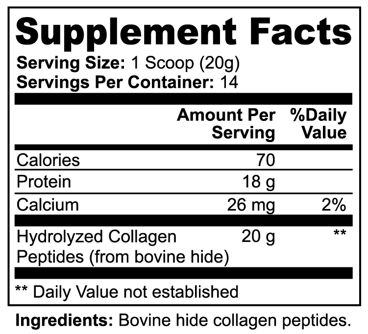 Hydrolyzed Collagen Peptides Supplement Facts