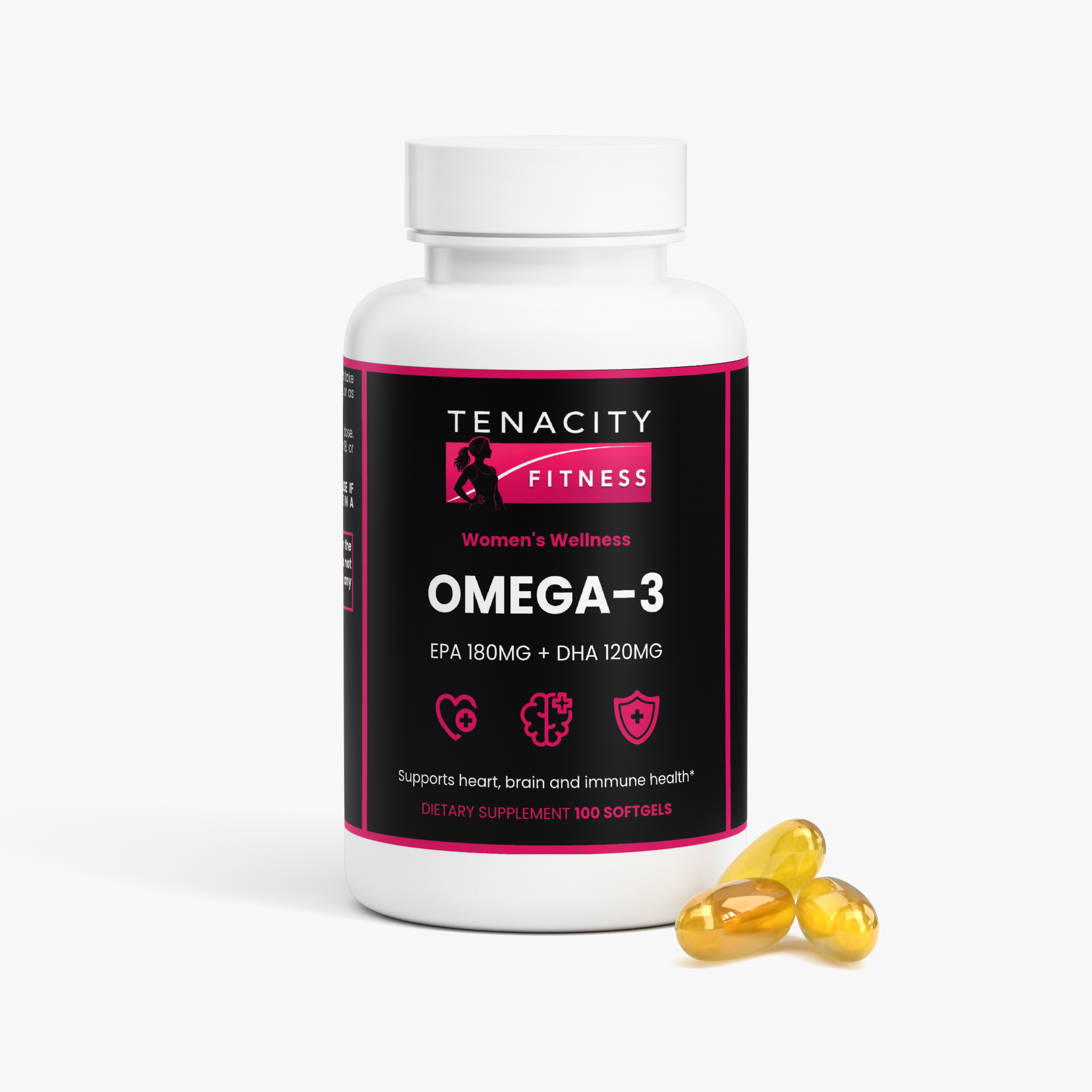 omega-3 bottle with softgels