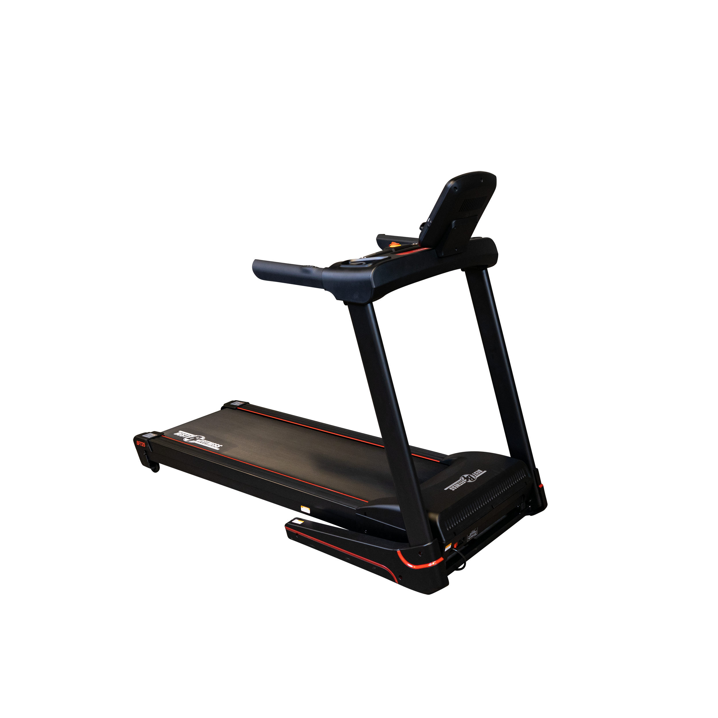 Best Fitness BFT25 folding treadmill open side view