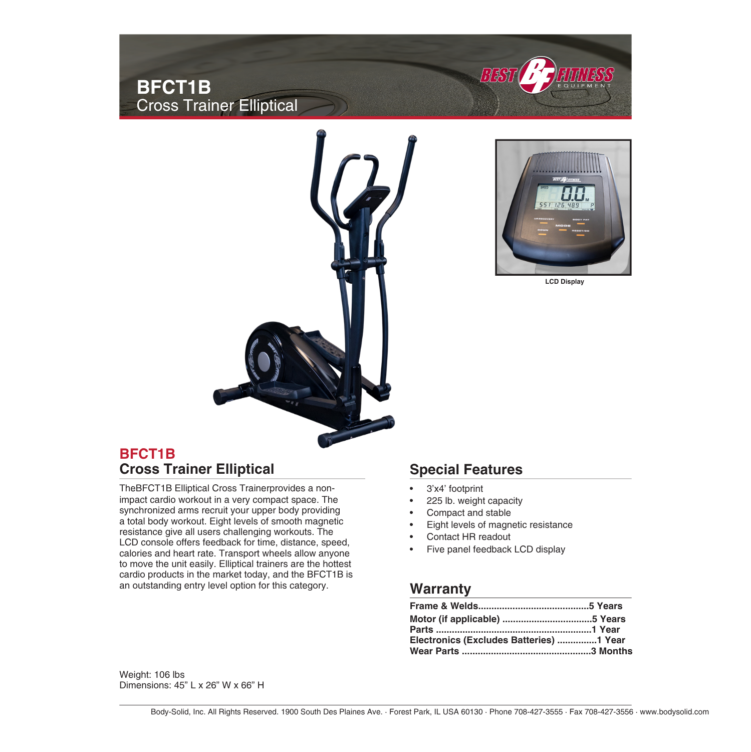 Best Fitness Home Elliptical by Body-Solid Specifications
