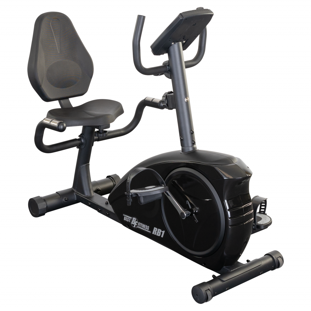 Body-Solid BFRB1B recumbent bike front side angle with supportive seat